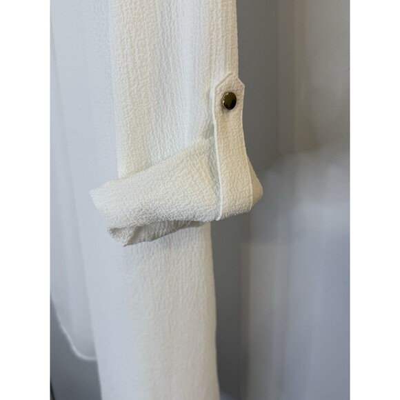 Chico’s White Tunic Blouse Women’s 0 (US 4) Long Sleeve Button Front Roll Tab - Picture 7 of 8